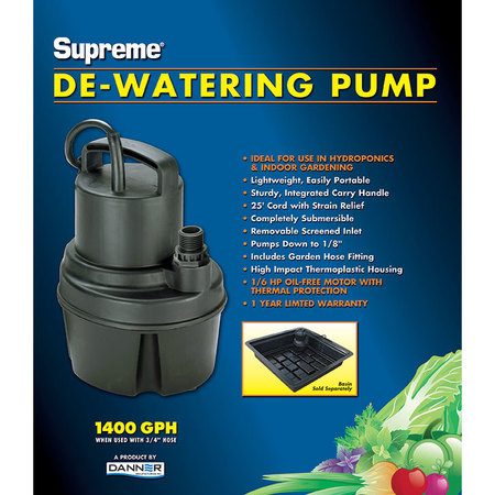 DANNER Supreme Hydro 6MSP Sump Pump, Drains down to 1/8" Oil Free 40465